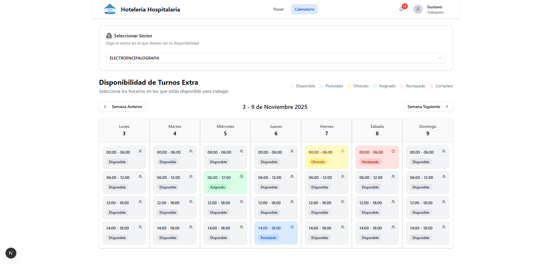 Calendario de turnos